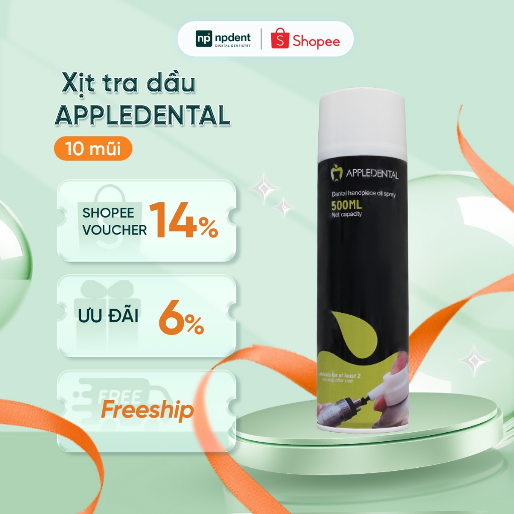 Xịt tra dầu tay khoan Apple Dental NPDENT giúp tay khoan hoạt động ổn định, trơn tru, dùng cho tất c
