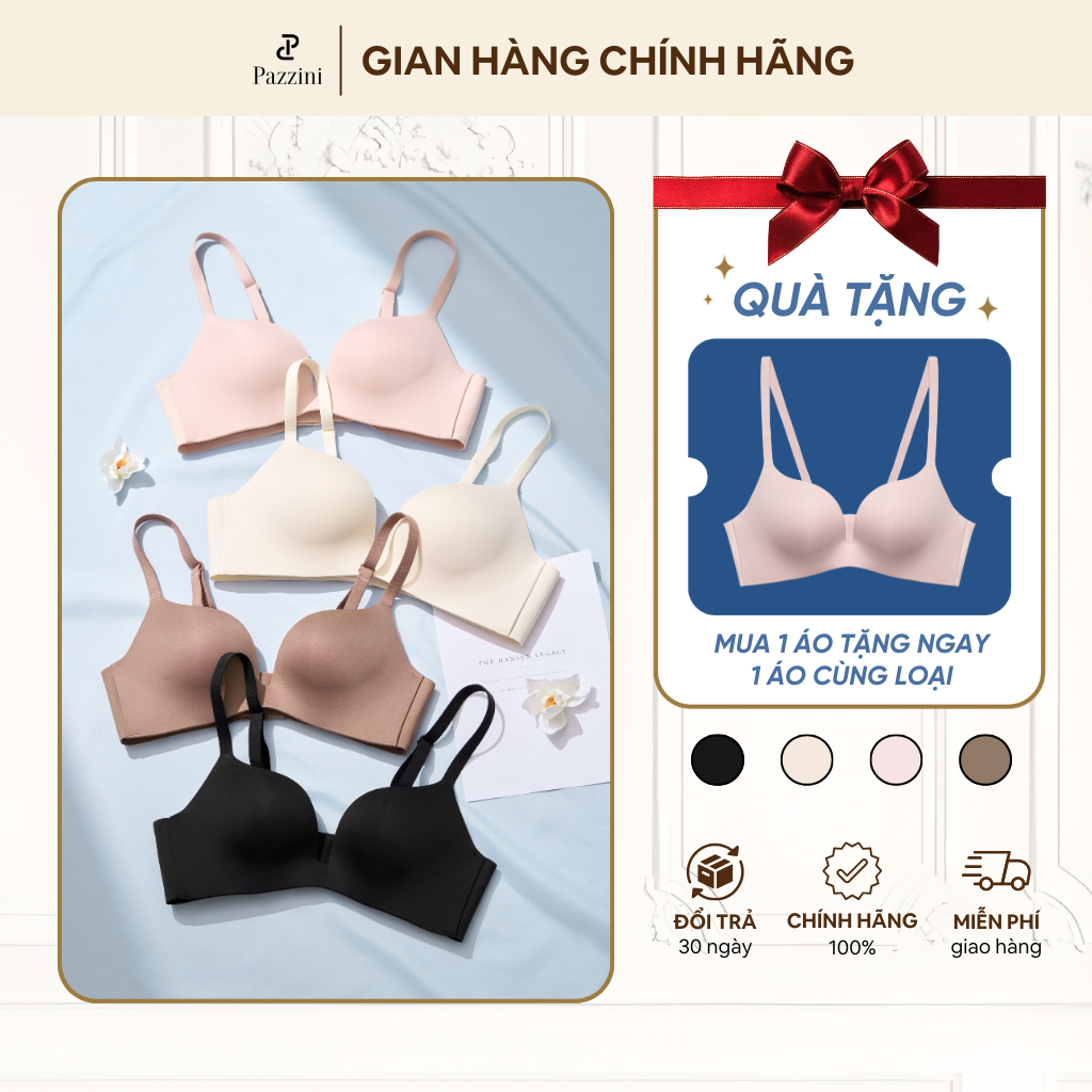 Áo lót không gọng Pazzini chất liệu su đúc mềm mịn,đệm vừa, không đường may mặc hàng ngày - WUA001