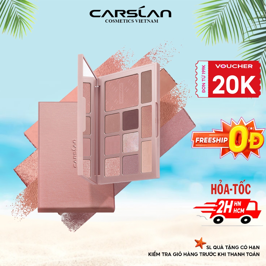 Bảng Phấn Mắt CARSLAN 10 Màu đa Chức Năng Phấn bắt sáng Tạo khối Phấn má hồng 12g Carslan Việt Nam