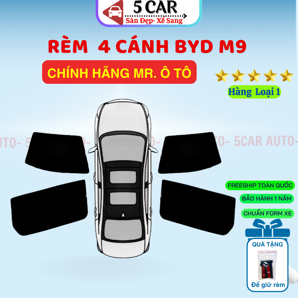Rèm Che Nắng Xe BYD M9 Loại 1 5CAR AUTO Chống Tia UV  Bảo Hành 2 Năm