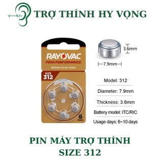 Pin máy trợ thính size 312