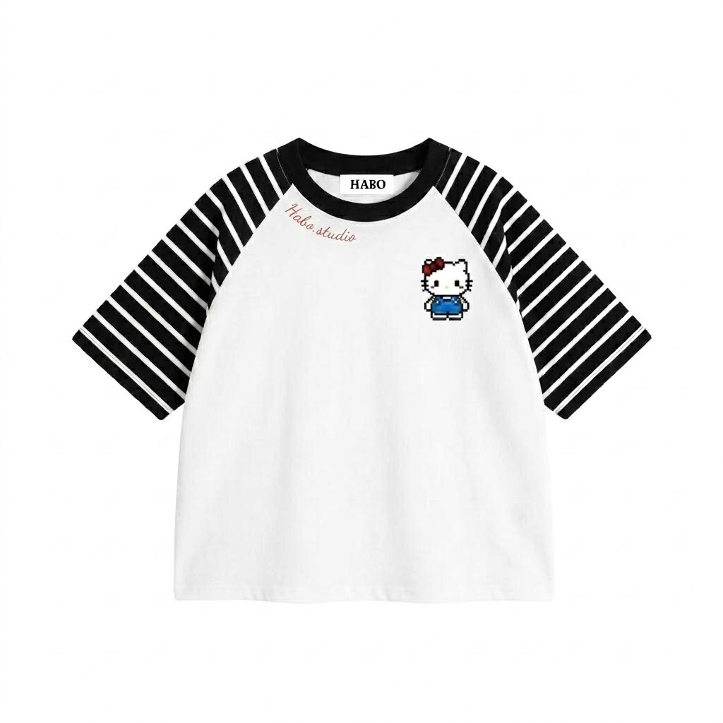 Áo Thun Ngắn Tay Raglan Phối Kẻ Borip Sọc Ngang x Cotton 250gsm  Hello Kitty Form Boxy Unisex Nam Nữ HA.BO STORE18 | BigBuy360 - bigbuy360.vn