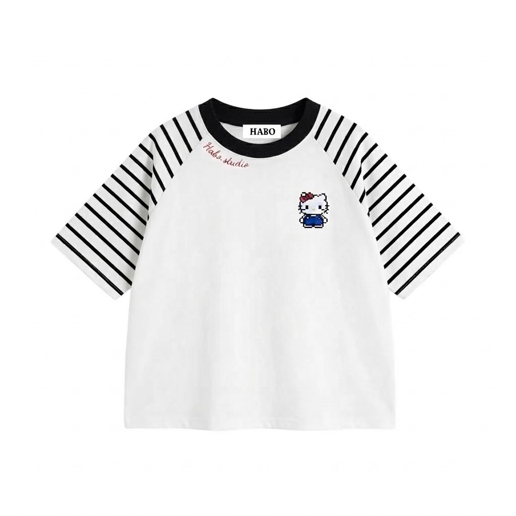 Áo Thun Ngắn Tay Raglan Phối Kẻ Borip Sọc Ngang x Cotton 250gsm  Hello Kitty Form Boxy Unisex Nam Nữ HA.BO STORE18 | BigBuy360 - bigbuy360.vn