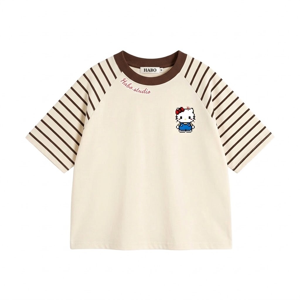 Áo Thun Ngắn Tay Raglan Phối Kẻ Borip Sọc Ngang x Cotton 250gsm  Hello Kitty Form Boxy Unisex Nam Nữ HA.BO STORE18 | BigBuy360 - bigbuy360.vn