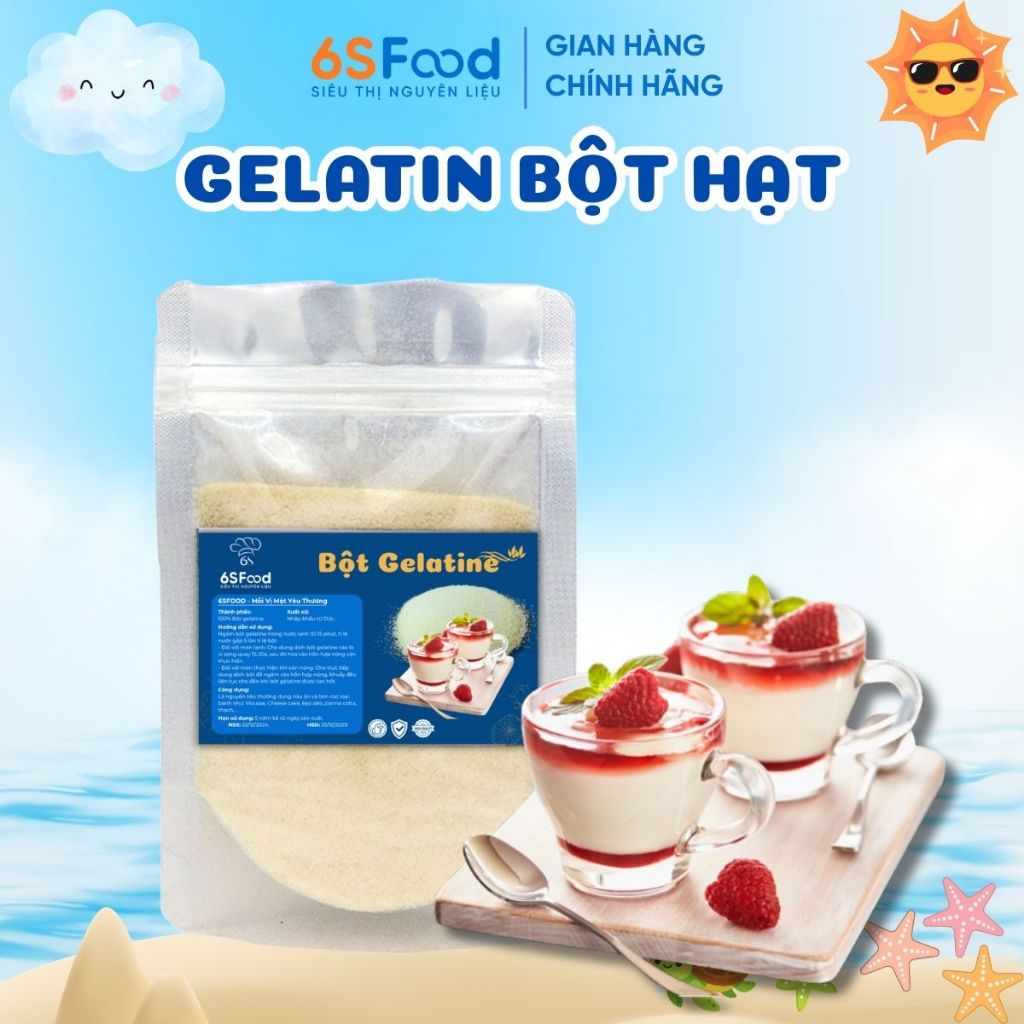Bột Gelatin Làm Tàu Hũ Singapore, Panna Cotta, Kẹo Dẻo, Pudding, Chè Khúc Bạch Núng Nính -6SFOOD