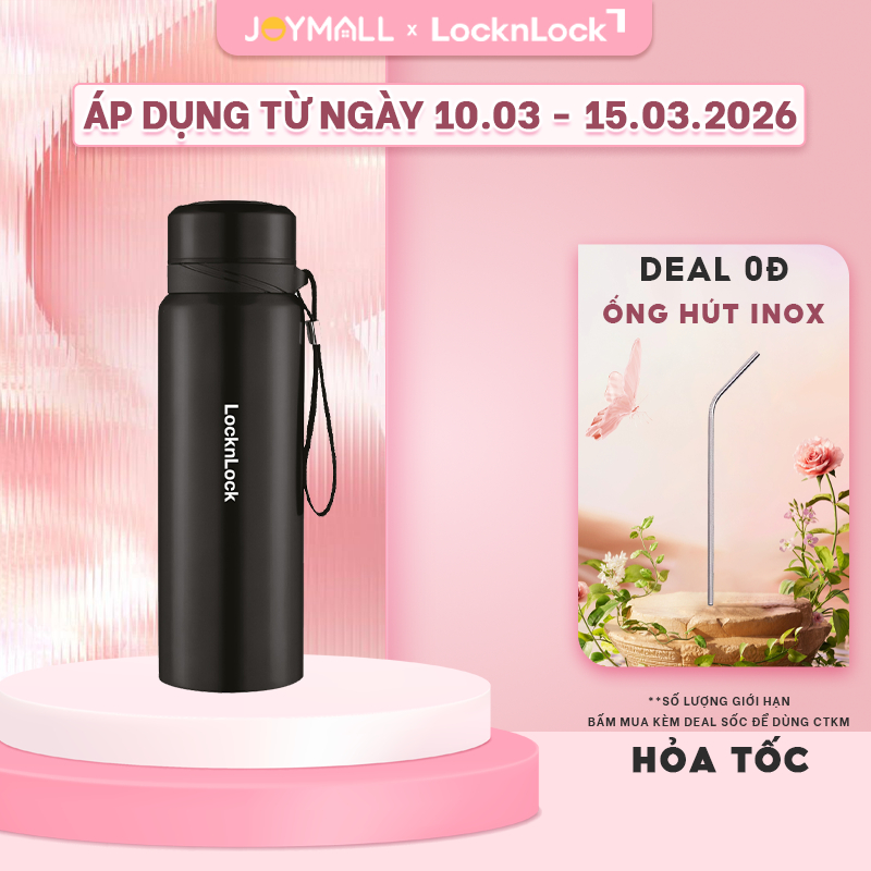 Bình giữ nhiệt LocknLock 800ml LHC6180BLK màu Đen, Hàng chính hãng, lưới lọc trà, dây treo- JoyMall | BigBuy360 - bigbuy360.vn