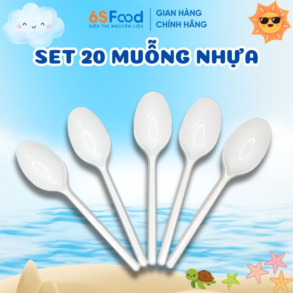 Set 20 muỗng nhựa ăn panna cotta, sữa chua - 6SFOOD