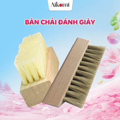 Bàn chải đánh giày AIKOMI lông heo & lông lụa PP cho giày vải sneaker (BCDG17)