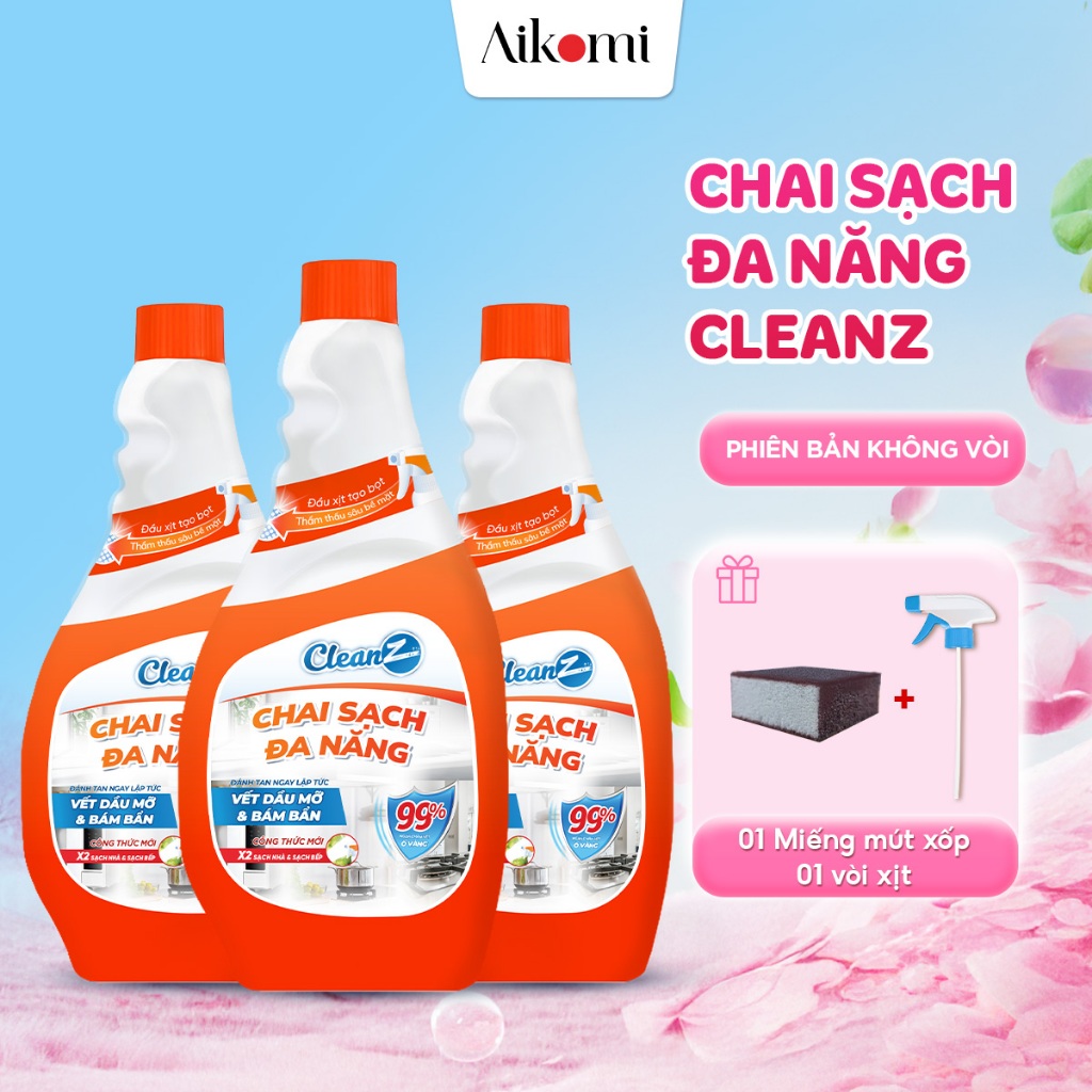 Chai Sạch Nhà Bếp Cleanz Làm Sạch Dầu Mỡ, Vết Ố Vàng, Mùi Hương Dễ Chịu Dung Tích 450ml