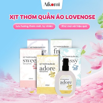 Xịt thơm quần áo Lovenose 100ml chiết xuất tinh dầu thiên nhiên thơm mát khử mùi hôi, chai xịt thơm tủ quần áo