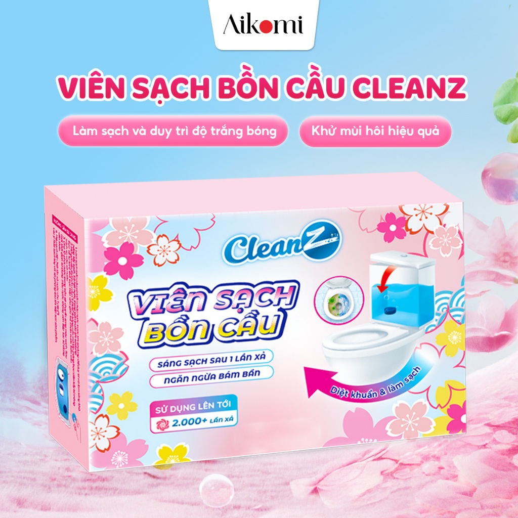 Viên sạch bồn cầu CleanZ chai thả bồn cầu sạch khuẩn tẩy sạch mảng bám khử mùi diệt vi khuẩn toilet