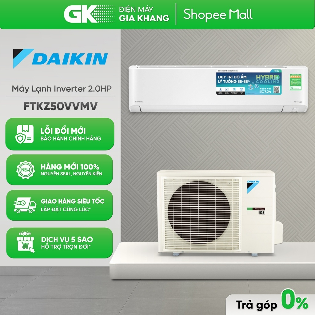 [Shopee - Lắp đặt 0Đ HN HCM] FTKZ50VVMV 2HP | FTKZ25VVMV 1HP | FTKZ35VVMV 1.5HP - Máy Lạnh Daikin In