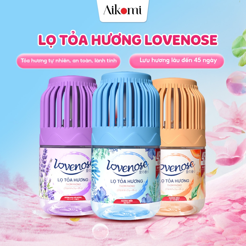 Lọ tỏa hương Lovenose hương thơm tự nhiên dễ chịu khử mùi sáp thơm phòng thế hệ mới 45 ngày - Dung tích 180ml