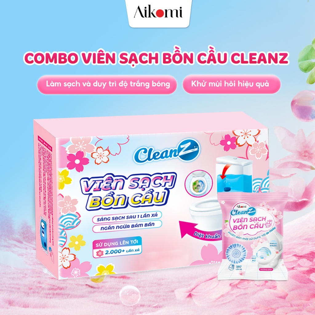 Combo Viên sạch bồn cầu CleanZ thả bồn cầu sạch khuẩn tẩy mảng bám khử mùi diệt vi khuẩn toilet