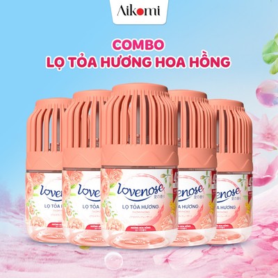 Combo 5 Lọ tỏa hương Lovenose hương Hoa Hồng tự nhiên dễ chịu khử mùi sáp thơm phòng thế hệ mới 45 ngày-Dung tích 180ml