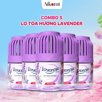 Combo 5 Lọ tỏa hương Lovenose hương Lavender thơm tự nhiên dễ chịu khử mùi sáp thơm phòng thế hệ mới 48 ngày- 180ml