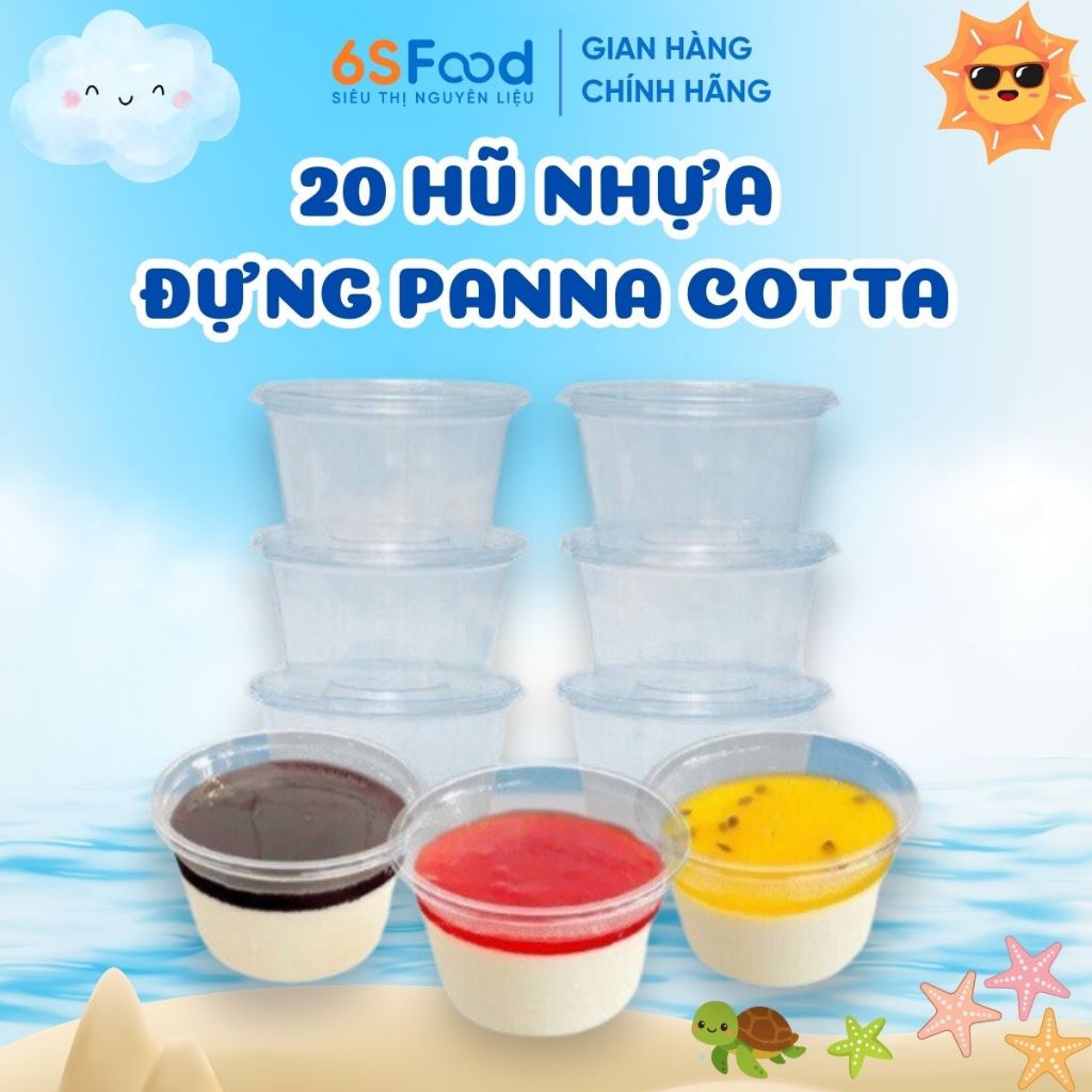 Set 20 Hũ Đựng Panna Cotta Kèm Nắp, Hũ Nhựa Trong Suốt Đựng Nước Sốt, Panna Cotta 6SFOOD