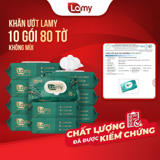 [LAMY OFFICIAL]_Thùng 10 gói khăn ướt Lamy 80 tờ cao cấp không mùi an toàn cho bé