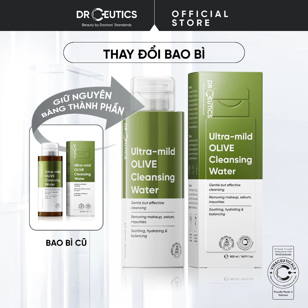 Nước Tẩy Trang Và Sữa Tẩy Trang DRCEUTICS Dành Cho Mọi Loại Da Và Da Nhạy Cảm Chiết Xuất OLIVE