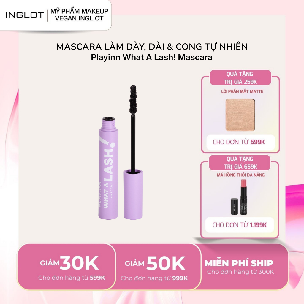 Mascara Làm Dày, Dài & Cong Tự Nhiên Inglot Playinn What A Lash Mascara (8.5Ml)