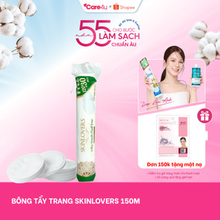 Bông tẩy trang cotton 100% không xơ bông chính hãng  - Skinlovers 80 miếng
