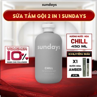 [TẶNG NƯỚC HOA] Combo Sữa Tắm Gội Nam Sundays 4in1 Giảm Mụn Lưng-500ml & Sữa Tắm Gội Nam 2in1-450ml Hương Nước Hoa