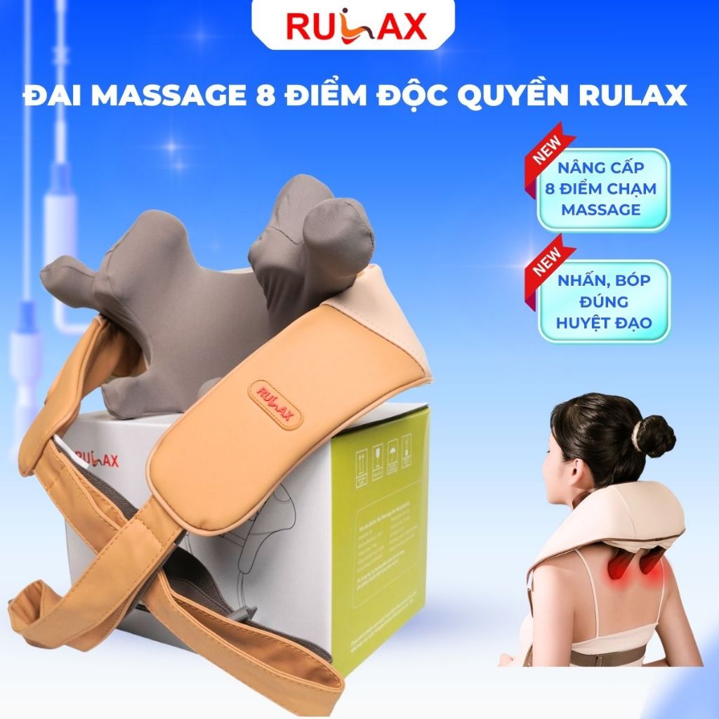 Máy Massage Cổ Vai Gáy Nâng Cấp 8 Điểm Chạm Đa Năng RULAX RL-20 PLUS, Con Lăn Silicon Không Gây Đau