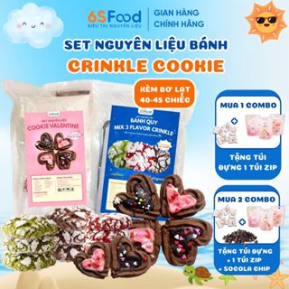 Set nguyên liệu bánh quy cookie Crinkle, cookie tặng 8/3 3 Vị Red Velvet, Cacao, Matcha - 6 SFOOD