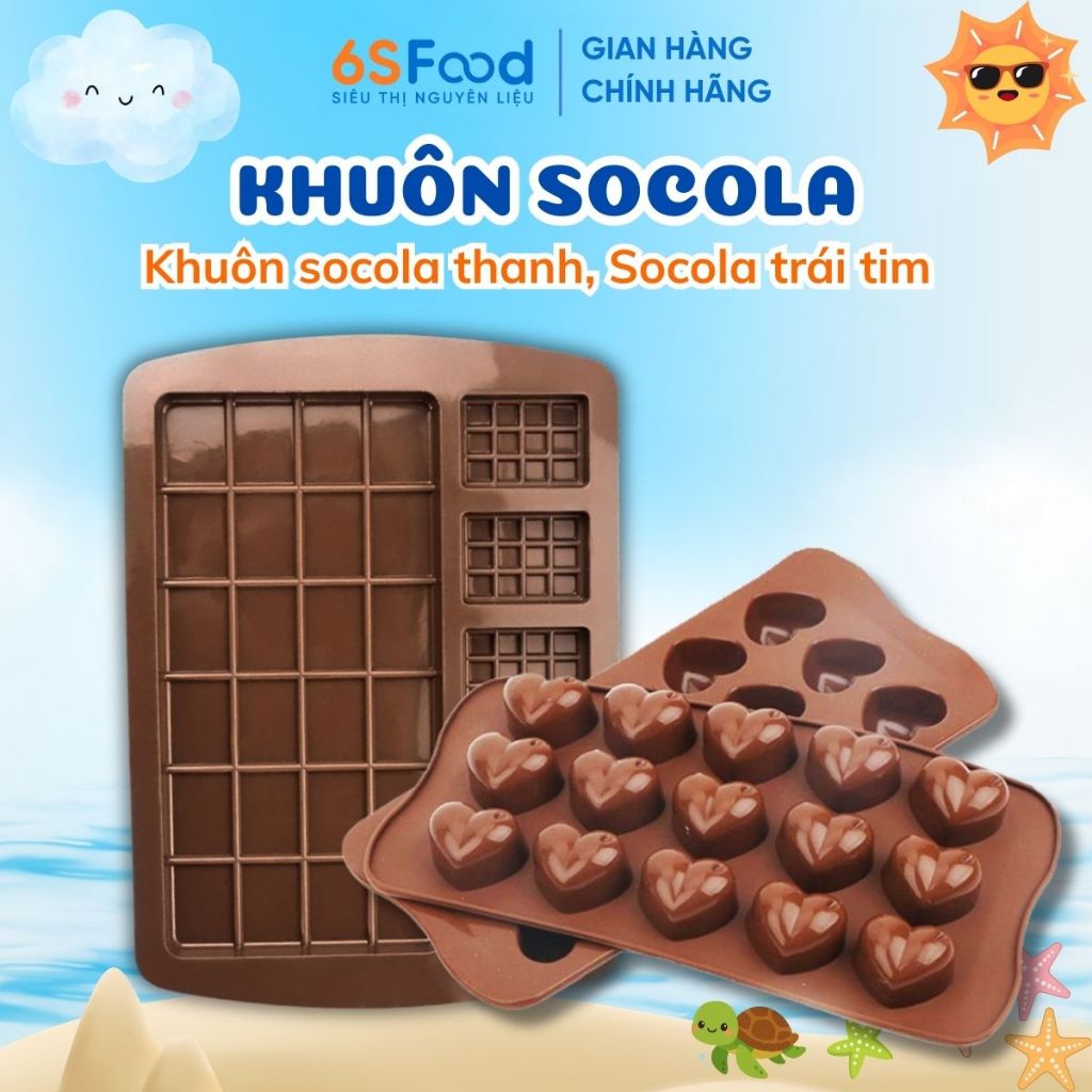 Khuôn Silicone Làm Socola, Kẹo Dẻo, Thạch Rau Câu, Pudding ,Bánh Cookie,...- Nhà 6SFOOD