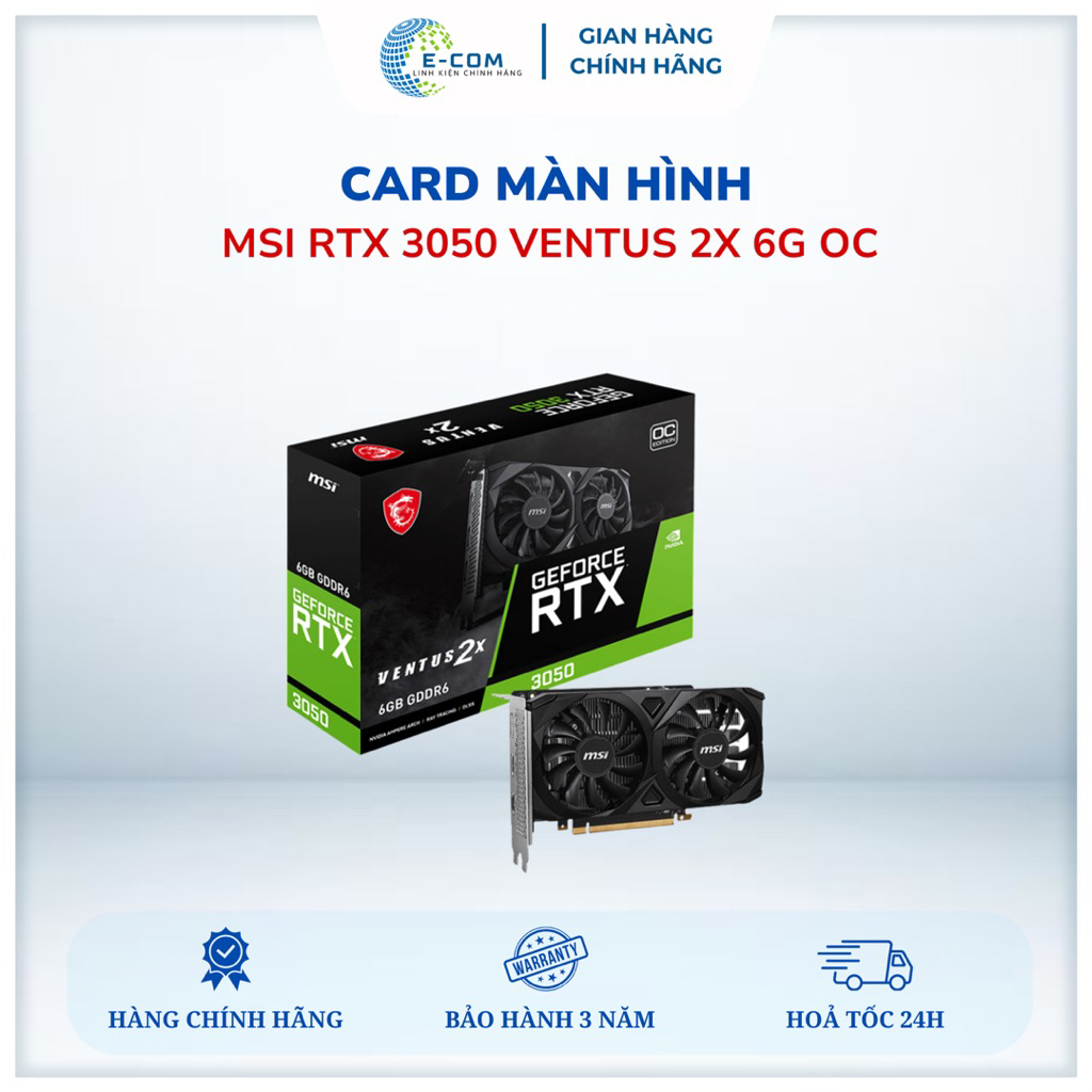 Card màn hình VGA MSI RTX 3050 Ventus 2X 6G OC