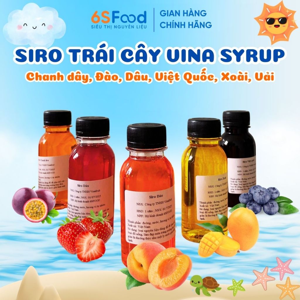 Siro Trái Cây VINASYRUP Chiết 110gr Dùng Làm Trà Trái Cây, Pha Coktail, Rau Câu,... - 6SFOOD