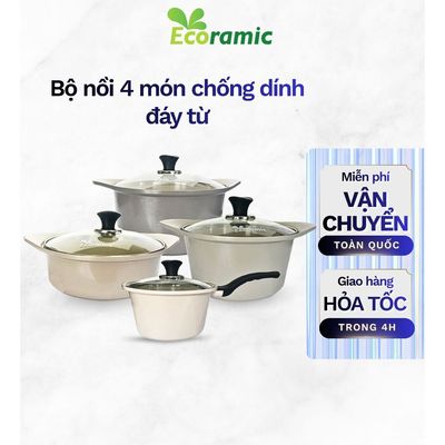 Bộ 4 Nồi Chống Dính MPSIH4 Đáy Từ Ecoramic