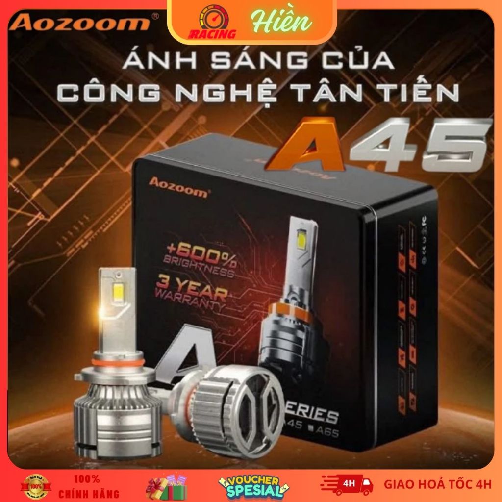 Đèn Aozoom A45 – Bi LED Siêu Sáng 45W Chân H4 H7 9005, Gắn Ô Tô Xe Máy, Chống Nước IP68, BH 36 Tháng