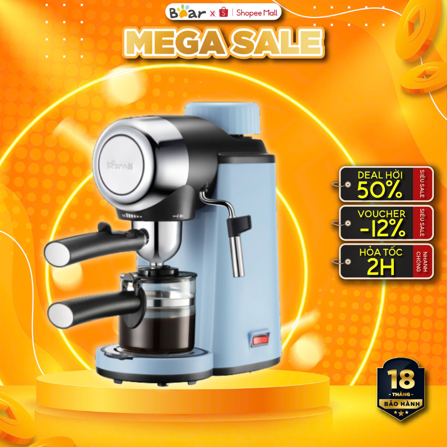 Máy pha cà phê / coffee espresso mini tự động BEAR CF-B20V1 (KFJ-A02N1), 800W, đánh sữa tạo bọt