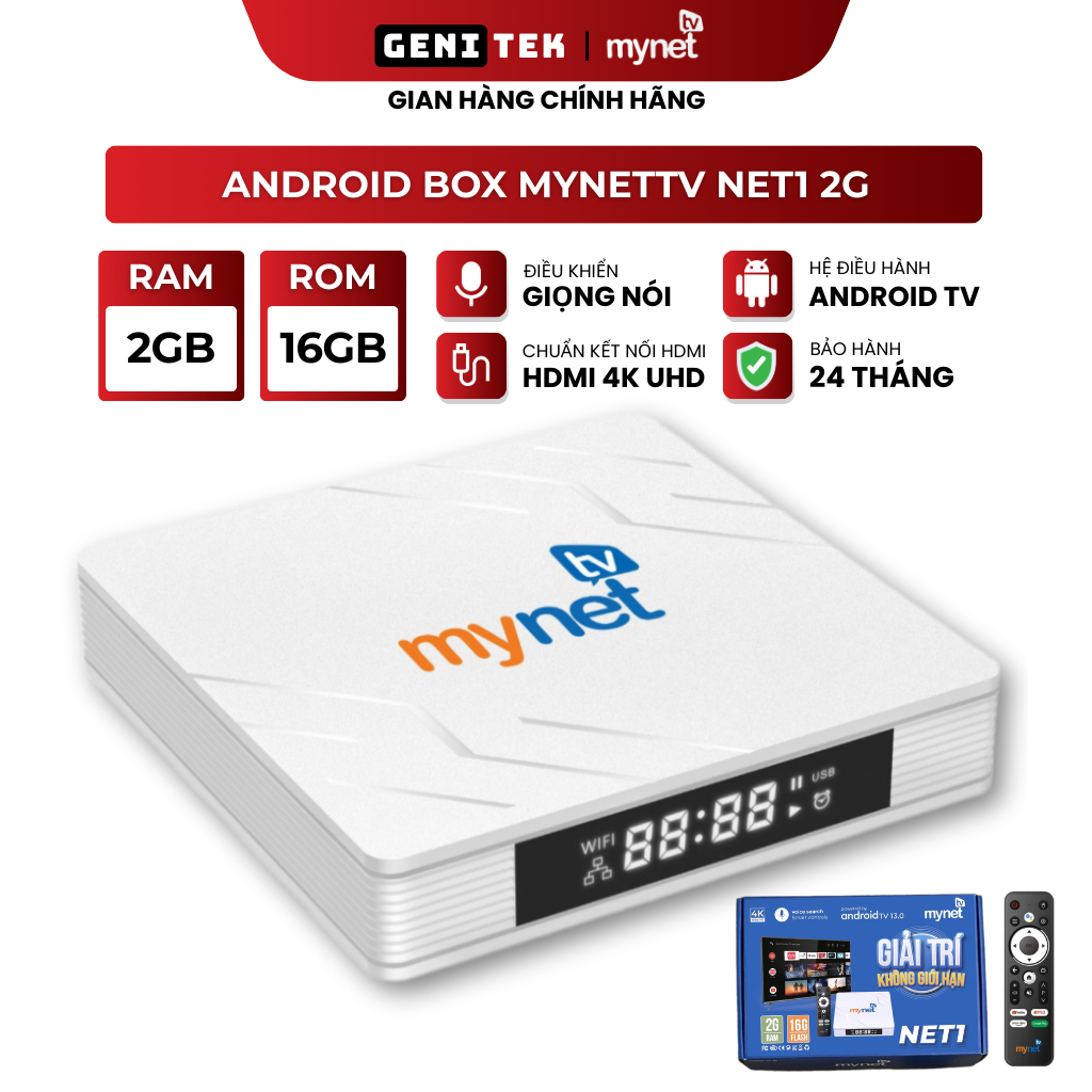 Đầu Android MYTV NET1 Chính hãng Mới nhất 2026 - Điều khiển Giọng nói, Xem TV, Youtube, Bóng đá