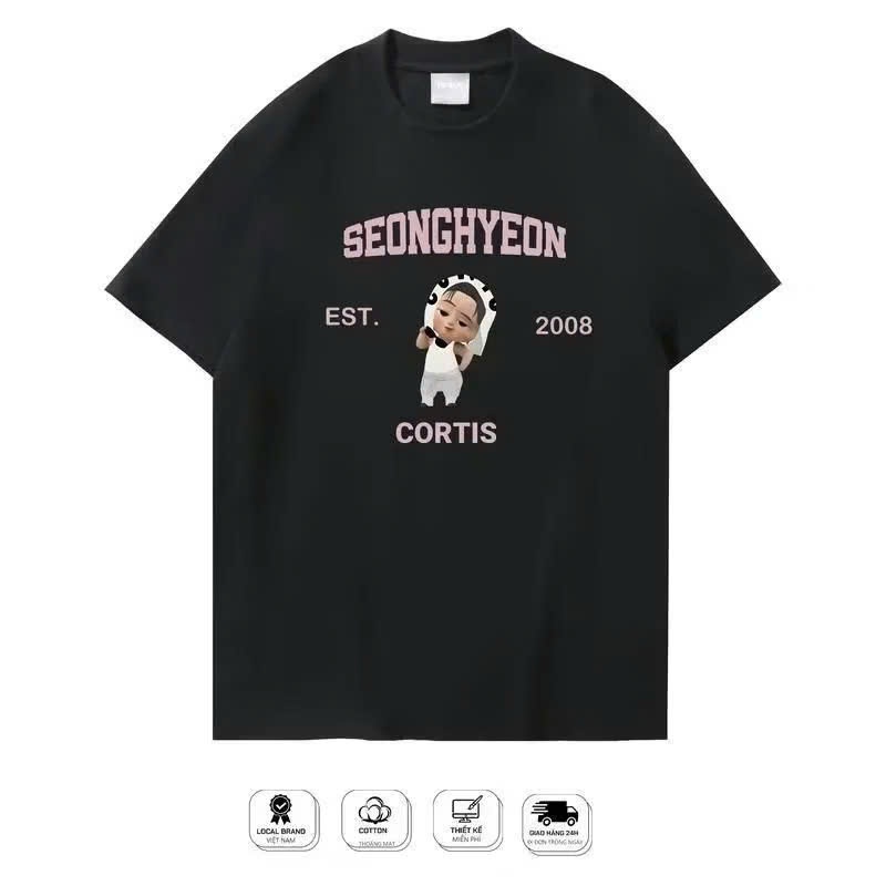 áo Cortis , áo Seonghyeon Cortis - áo thun chipi Seonghyeon cortis tay lửng form rộng