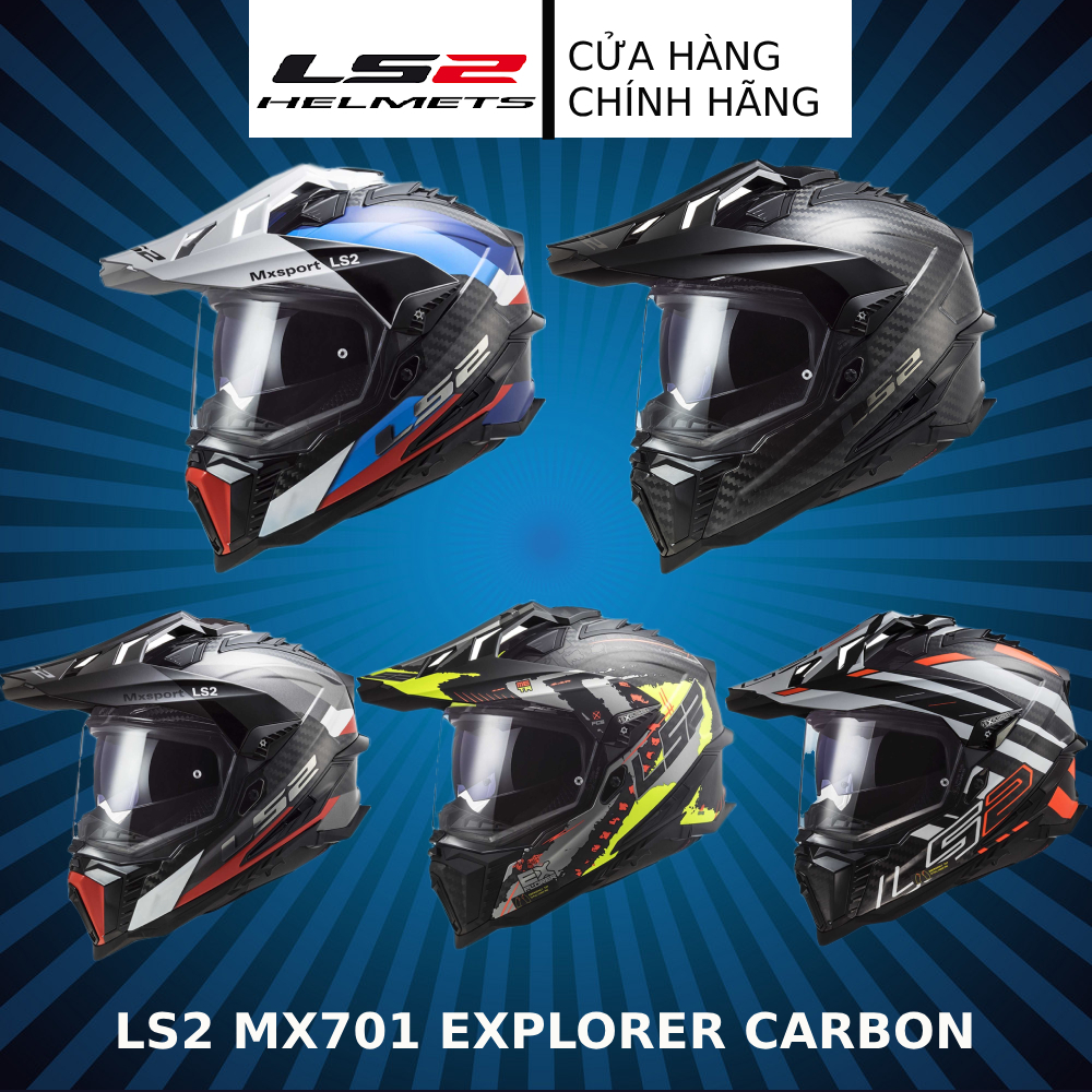Mũ bảo hiểm LS2 MX701 Explorer Carbon