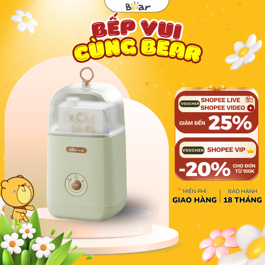 Máy Làm Sữa Chua Bear 1L SB-SC12C, 12W, Lên Men Tự Động, 3 Chức Năng Tiết Kiệm Thời Gian,BH 18 Tháng