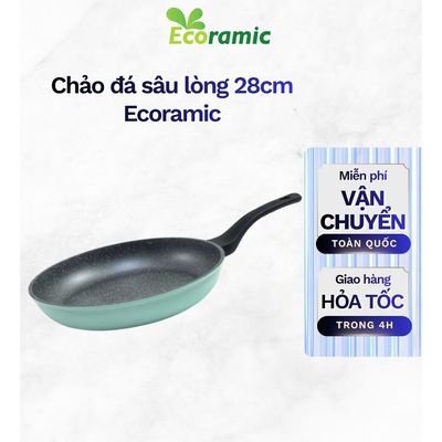 Chảo đá sâu lòng cao cấp 28cm 5 lớp siêu bền Ecoramic ECWK-ST28 Made in Korea
