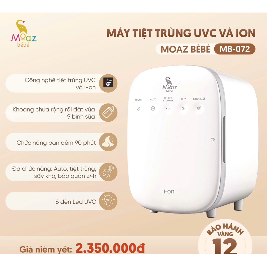 Máy tiệt trùng sấy khô bình sữa Moaz MB072