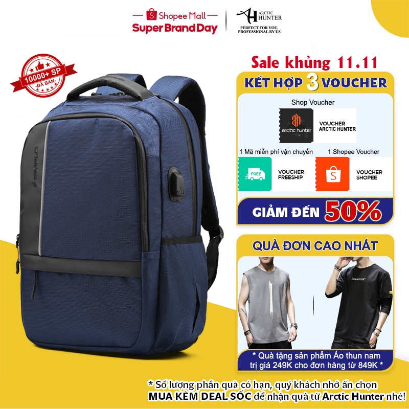 Balo học sinh SIMPLo chất liệu Oxford chống nước, có cổng USB - B00120