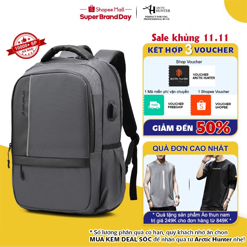 Balo du lịch SIMPLo chất liệu Oxford chống nước, có cổng USB - B00120