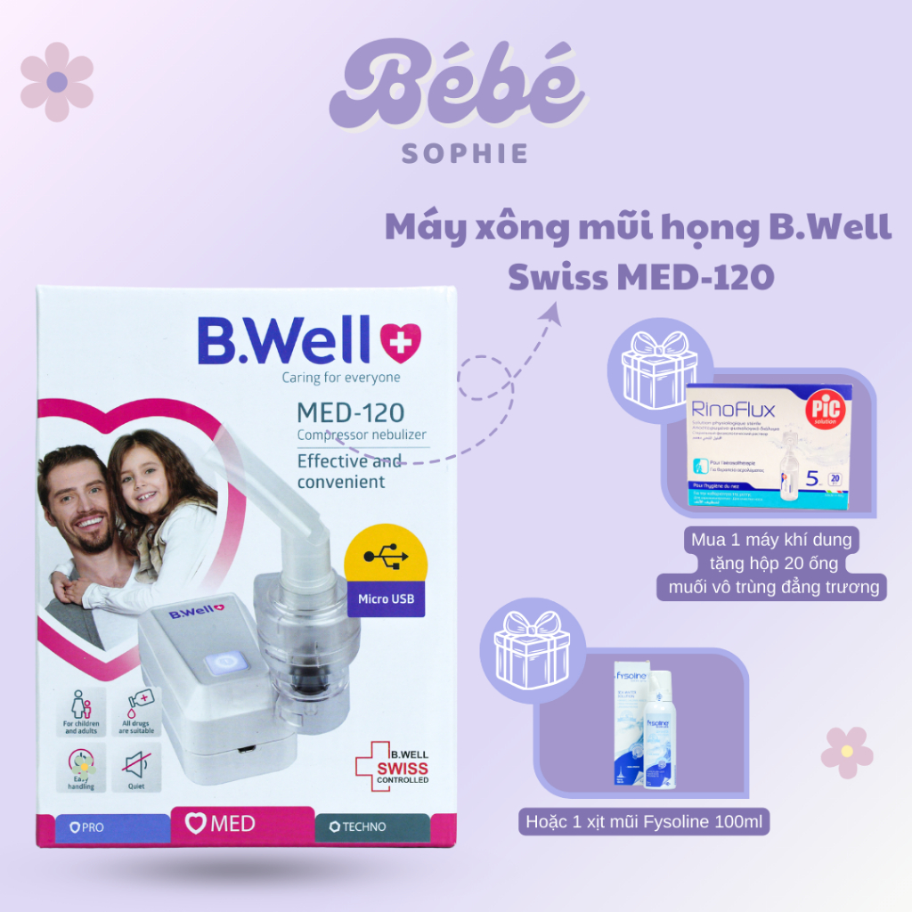 ( 𝐍𝐡𝐚̣̂𝐩 𝐤𝐡𝐚̂̉𝐮 𝐜𝐡𝐢́𝐧𝐡 𝐡𝐚̃𝐧𝐠 ) Máy xông khí dung MED 120 Bwell Thuỵ Sĩ