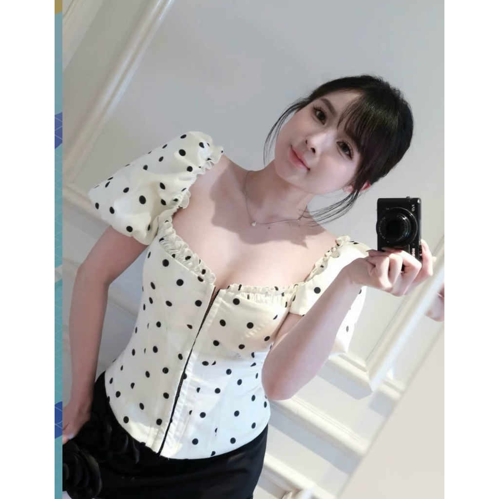 ( 𝐁𝐈𝐆𝐒𝐈𝐙𝐄 ) 𝐕𝐍𝟖𝟐 ÁO Corset hoạ tiết chấm bi tay phồng cài khoá có gọng + mút 𝐒 => 𝟑𝐗𝐋 + + 𝐍𝐇𝐈𝐄̂̀𝐔 𝐌𝐀̀𝐔  by CarrotShop | BigBuy360 - bigbuy360.vn