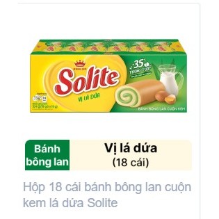 [Q3] Bánh bông lan Solite cuộn kem vị lá dứa Solite Swiss Roll hộp 324g (20 cái) solite vị dâu, lá d