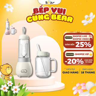 Máy xay sinh tố cầm tay 2 cối Bear BL-4H04M (LLJ-C04W1),150W, Lưỡi dao 4 cánh xay đá bi, BH 18 Tháng