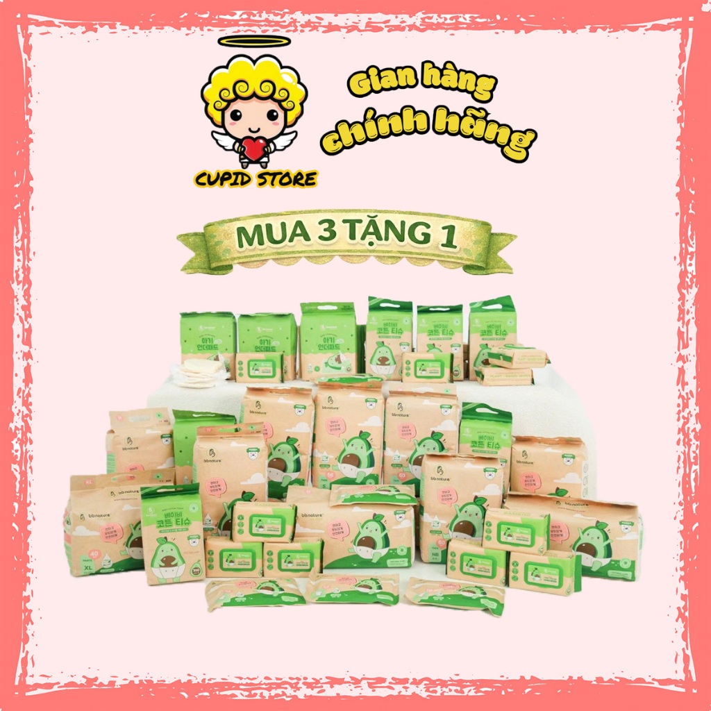 [BB Nature] Bỉm BB Nature Combo 3 Bịch Tặng 1 Bịch Đủ Size cho Bé