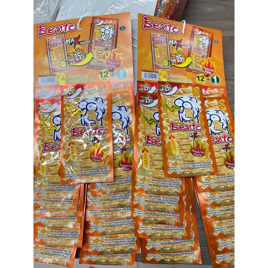 Combo 39 gói Mực tẩm vị Bento 4g ( 1 Dây 13 gói ) - snack mực bento - date 06/2026 tinphucfood
