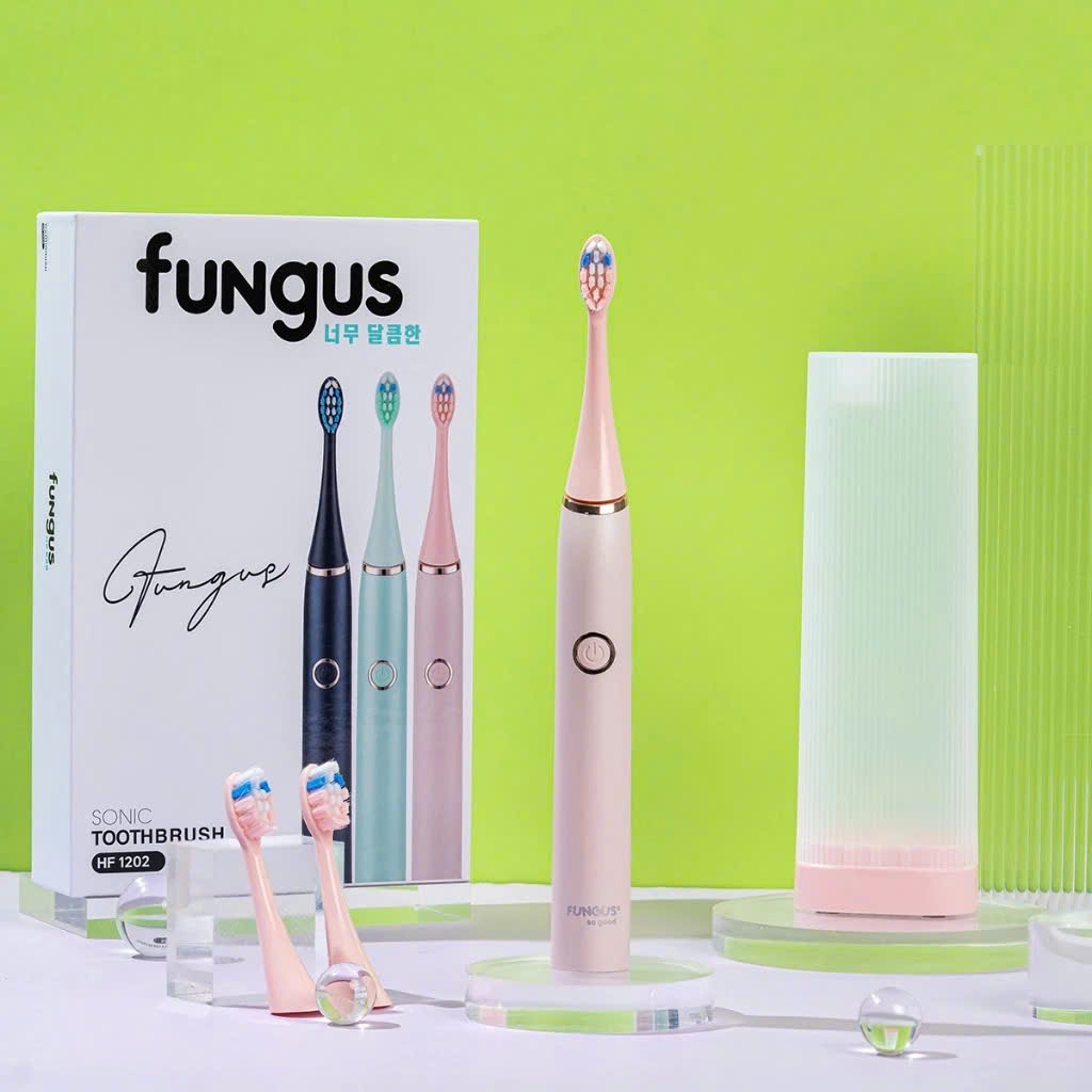 Bàn chải điện Fungus HF1202 chống nước IPX7 màu hồng xinh xắn