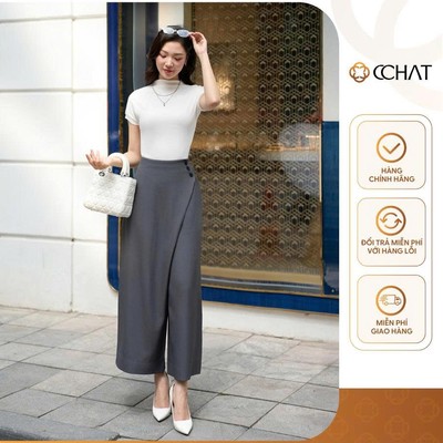 Quần Ống Rộng 𝐂𝐂𝐇𝐀𝐓 Dáng Suông Giả Váy Violet Chất Liệu Tuytsi Cao Cấp 15QDS2036ST